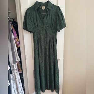 Tuckernuck Forest Green Eyelet Maxi Dress